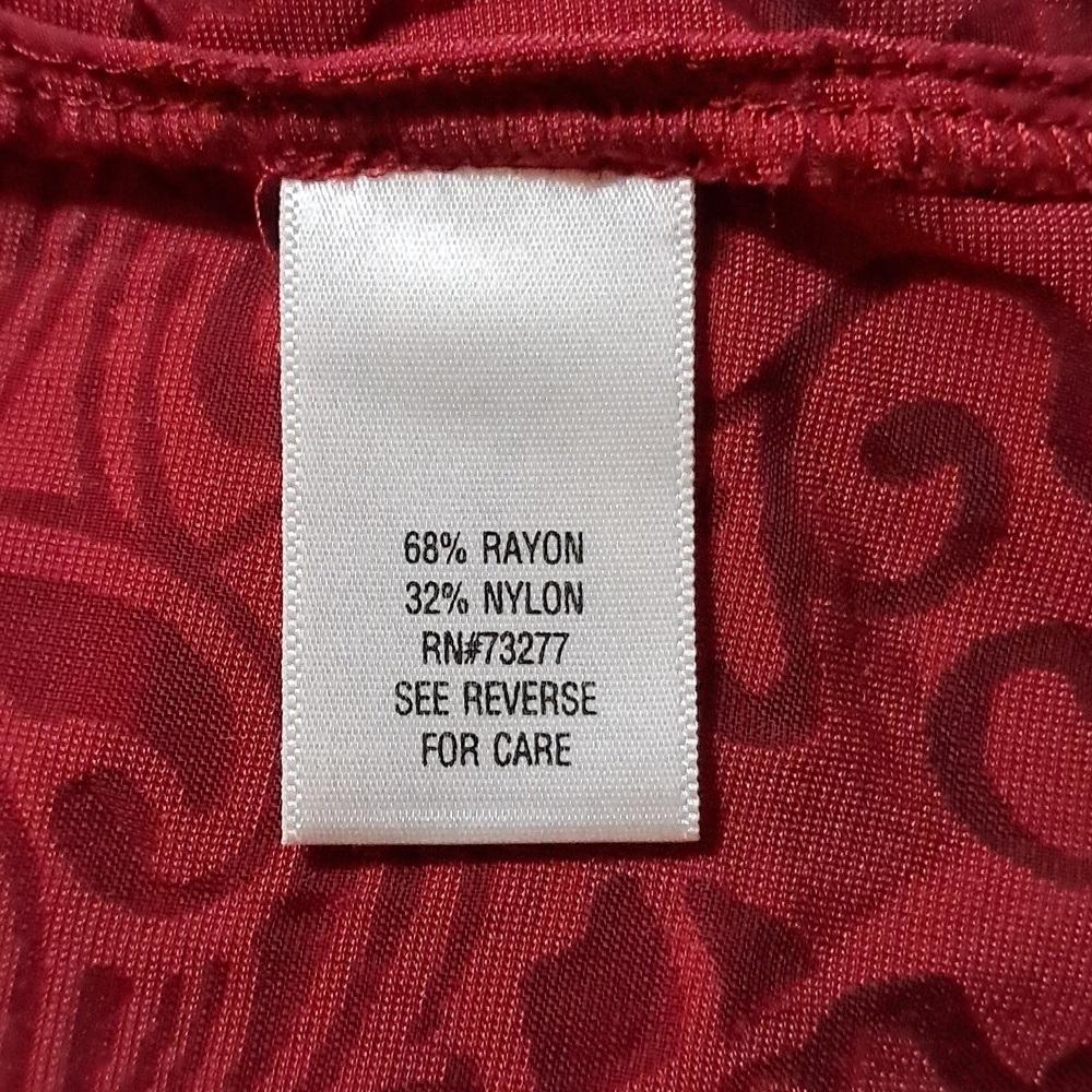 Women Red Floral Burn-Out Velvet Button Down Blouse Size L Boho Y2K - Picture 8 of 9